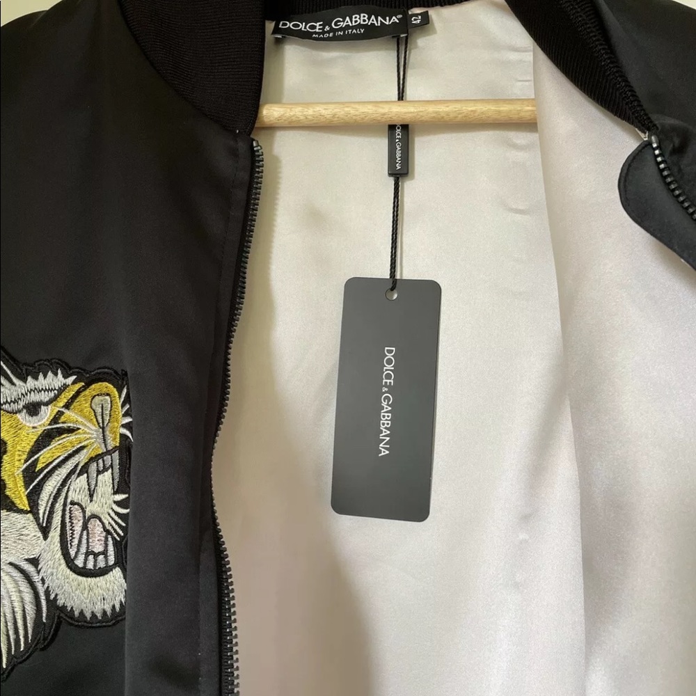 DOLCE & GABBANA Bomber Jacket Size 42 / 14 BNWT RRP $1,500 Tiger Black Lined - Picture 11 of 12